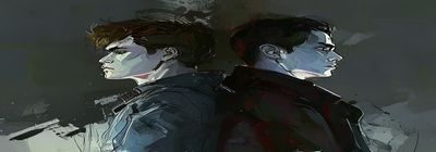 虐心bl漫画专题封面图，深色调背景下两个男性角色背对而立，情感疏离感强烈，艺术感十足